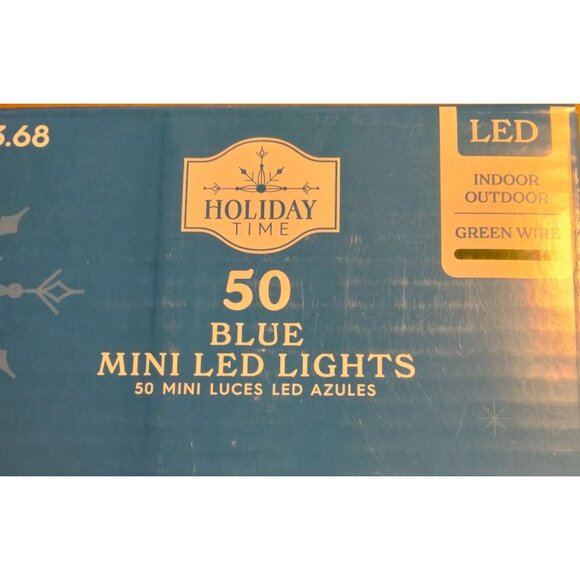 Holiday Time Blue Lights indoor Outdoor 50 ct Wedding Patio Christmas 9 Ft LED - Picture 5 of 6